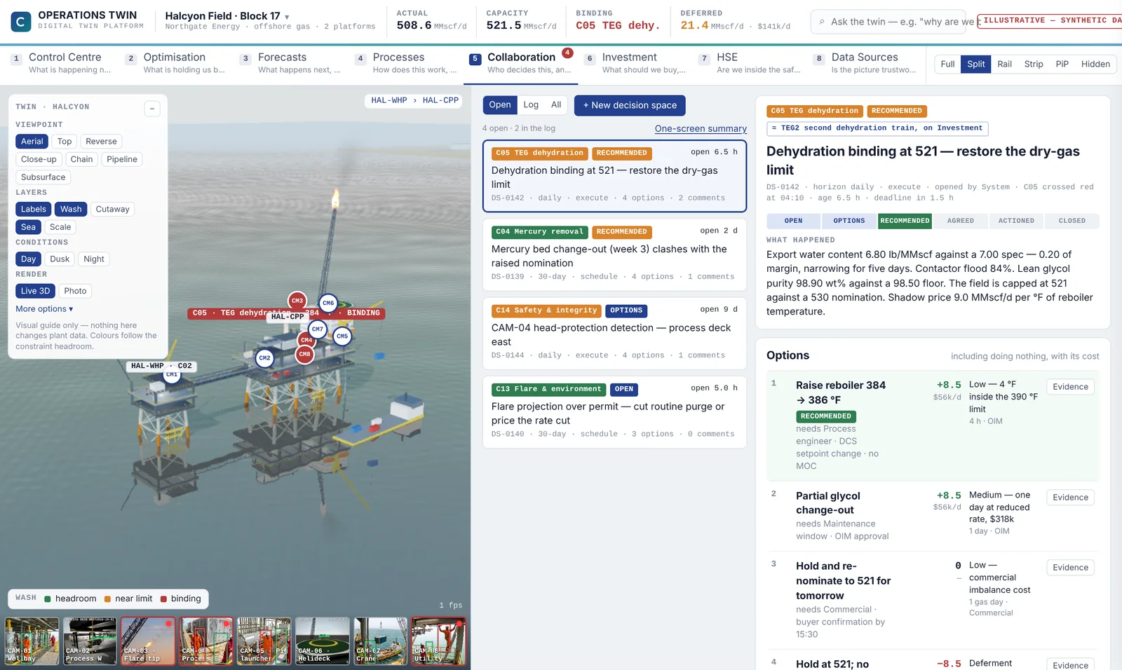 Collaboration screen with decision records awaiting agreement.